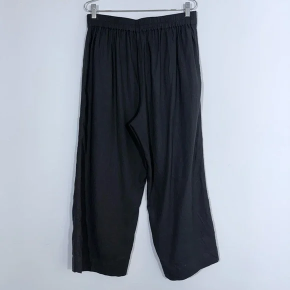 Madewell Petite Pull-On Straight Crop Pants in Linen Blend Black 10 P NP860 Boho - Picture 9 of 14